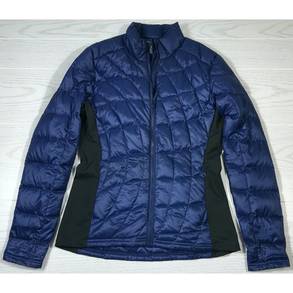Sierra Designs Down Jacket Women M Blue Puffer Dri Down 600 Full Zip Lightweight